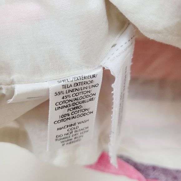 LOFT Size 0 Pink Striped Linen Mini Dress - Picture 11 of 11